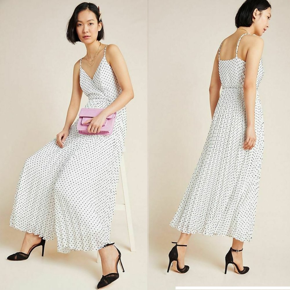 Anthropologie Marilyn Pleated Wrap Maxi Dress